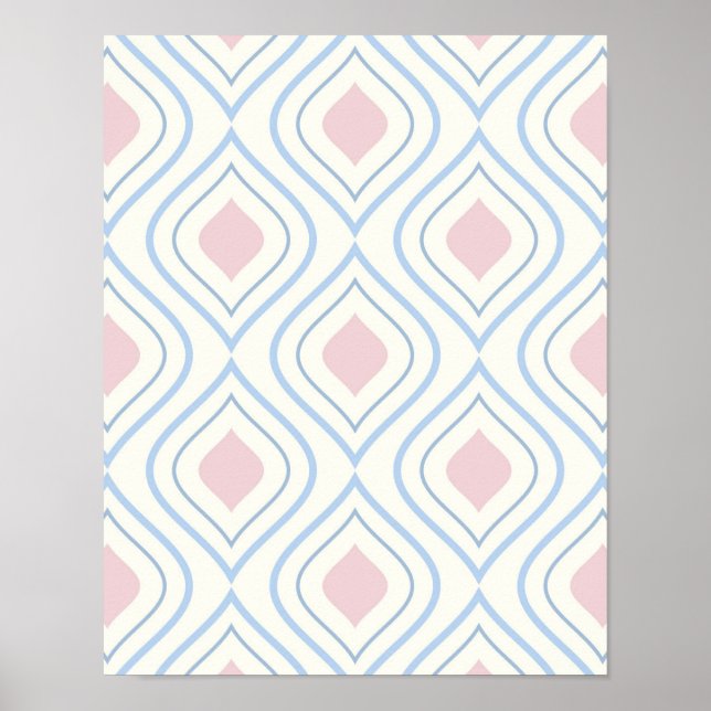 Abstrakt geometrisch, blau, rosa und weiß poster (Vorne)