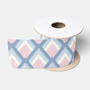 Abstrakt geometrisch, blau, rosa und weiß satinband