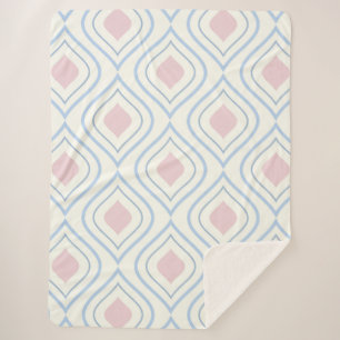 Abstrakt geometrisch, blau, rosa und weiß sherpadecke