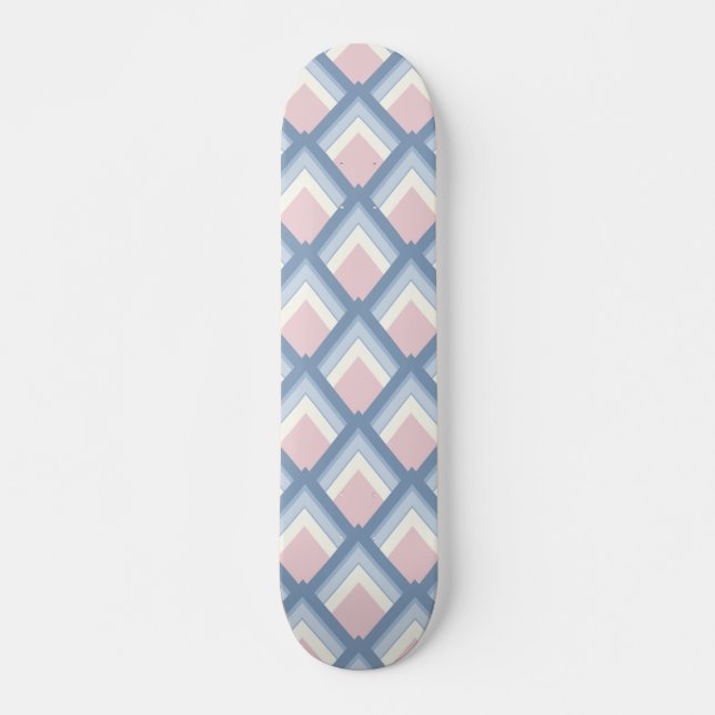 Abstrakt geometrisch, blau, rosa und weiß skateboard (Vorne)