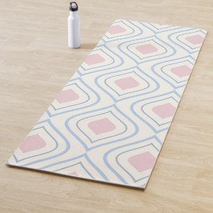 Abstrakt geometrisch, blau, rosa und weiß yogamatte