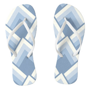 Abstrakt geometrisch, blau und weiß 2 flip flops