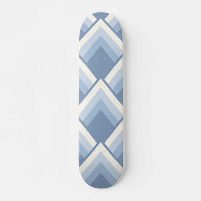 Abstrakt geometrisch, blau und weiß 2 skateboard (Vorne)