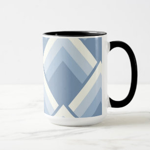 Abstrakt geometrisch, blau und weiß 2 tasse