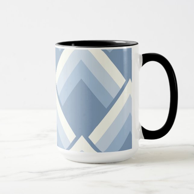 Abstrakt geometrisch, blau und weiß 2 tasse (Rechts)