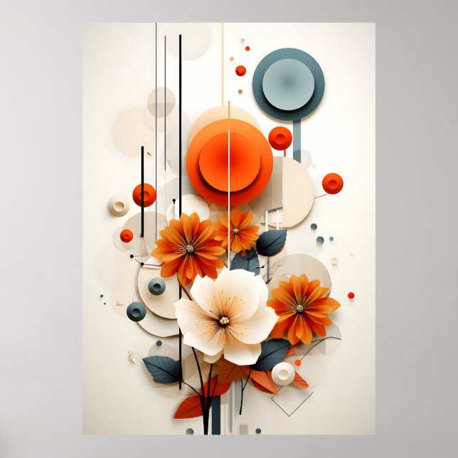 Abstrakt Geometrisch Blumig Poster (Vorne)