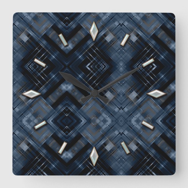 Abstrakt, geometrisch, elegant, bunt, polygonal quadratische wanduhr (Vorderseite)