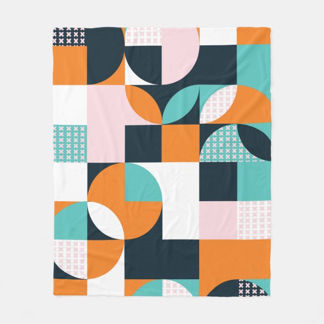 Abstrakt Geometrisch: Farbiger 3D-Effekt. Fleecedecke (Vorderseite)