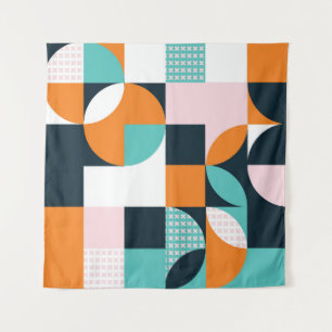Abstrakt Geometrisch: Farbiger 3D-Effekt. Wandteppich
