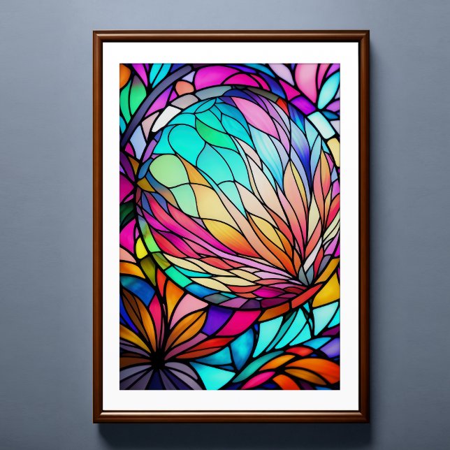 Abstrakt geometrisch gefestigtes Glas mit Aquarell Poster (Von Creator hochgeladen)