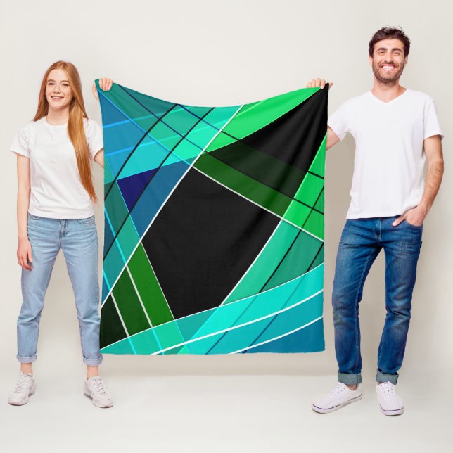 Abstrakt, geometrisch , grün , blau , schwarz fleecedecke (Beispiel)