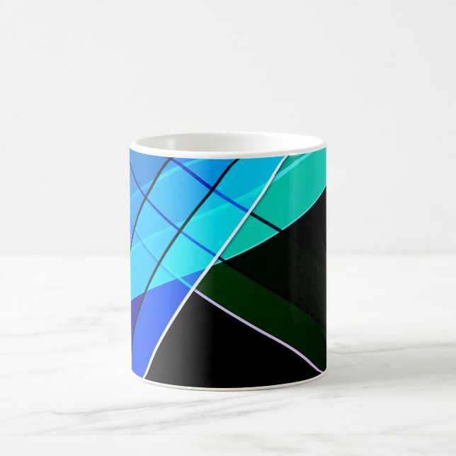 Abstrakt, geometrisch , grün , blau , schwarz kaffeetasse (Mittel)