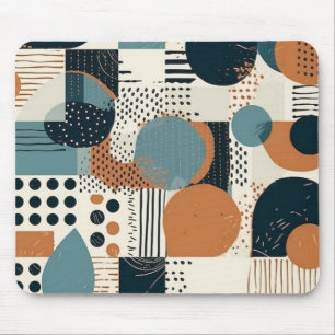 Abstrakt geometrisch Mitte des Jahrhunderts Navy R Mousepad