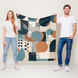 Abstrakt geometrisch Navy Rost Teal Mitte des Jahr Fleecedecke