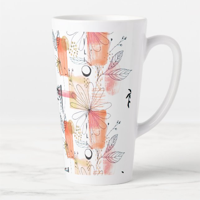 Abstrakt geometrisch rosa Orange Black Milchtasse (Rechts)