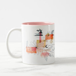 Abstrakt geometrisch rosa Orange Black Zweifarbige Tasse