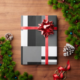 Abstrakt geometrisch, schwarz und weiß, mondrian geschenkpapier