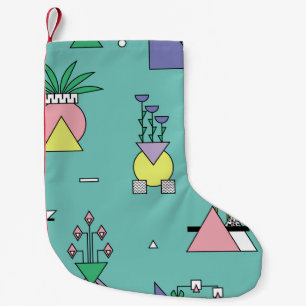 Abstrakt geometrisch, Vasen Pflanze Memphis Stil. Kleiner Weihnachtsstrumpf