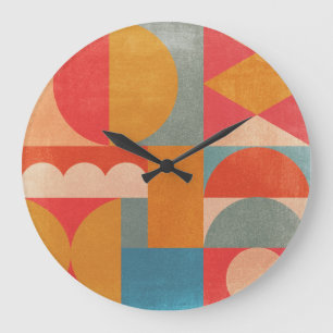 Abstrakt Geometrisch: Vintage Papierstruktur Große Wanduhr