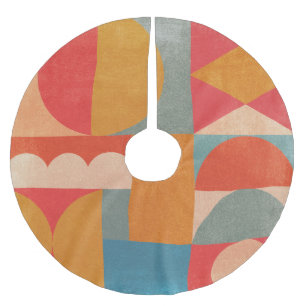 Abstrakt Geometrisch: Vintage Papierstruktur Polyester Weihnachtsbaumdecke