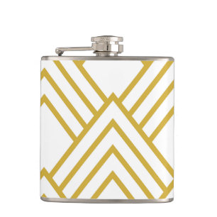 Abstrakt, geometrisch, weiß und gold flachmann