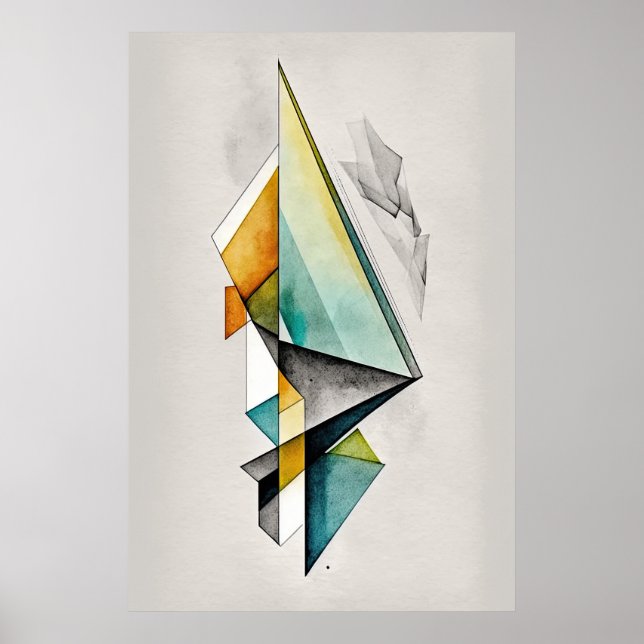 Abstrakt Geometrische Aquarellfarbe Kunst Poster (Vorne)
