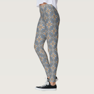 Abstrakt Geometrische Blütendruckgrafik Graue Leg Leggings