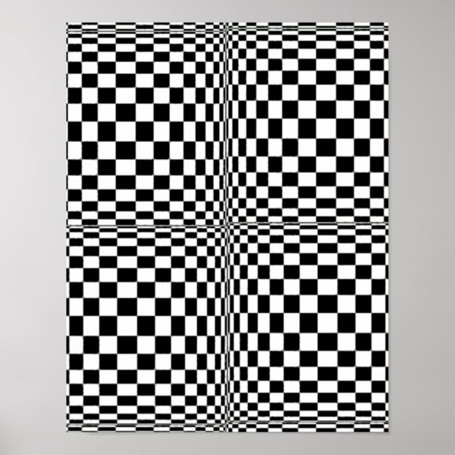 Abstrakt Geometrische Coole 3D-Schwarz-weiße Quadr Poster (Vorne)