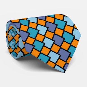 Abstrakt geometrische Diamantform Orange Blue Krawatte