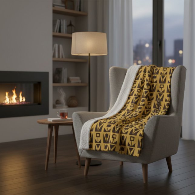 Abstrakt geometrische gelbe Blumendecke Sherpadecke (Von Creator hochgeladen)