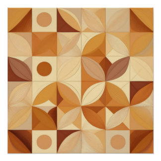 Abstrakt geometrische Herbst-Inspirierte Musterkun Poster
