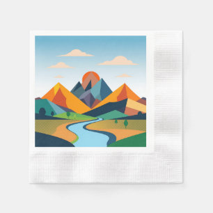 Abstrakt geometrische Landschaft Serviette