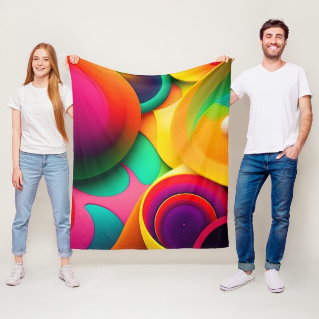 Abstrakt geometrische, moderne, farbenfrohe Bubles Fleecedecke (Beispiel)