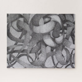 Abstrakt geometrische monochrome Schwarz-weiße Rib Puzzle