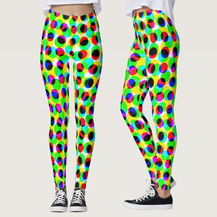 Abstrakt geometrische Neonfarbe Grüne Kreise Punkt Leggings