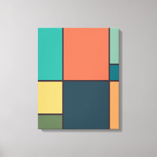 Abstrakt Geometrische Retro-Tones im Mondrian Styl Leinwanddruck