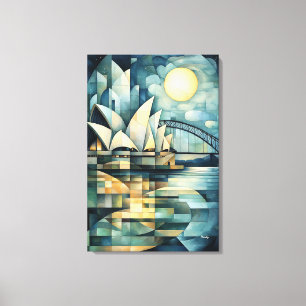 Abstrakt geometrische Sydney Skyline mit Opernhaus Leinwanddruck