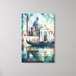 Abstrakt geometrische Venedig-Skyline mit Gondola Leinwanddruck