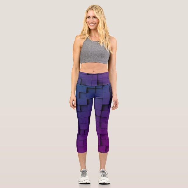 Abstrakt geometrischer dunkler Schatten Capri Leggings (Vorderseite)