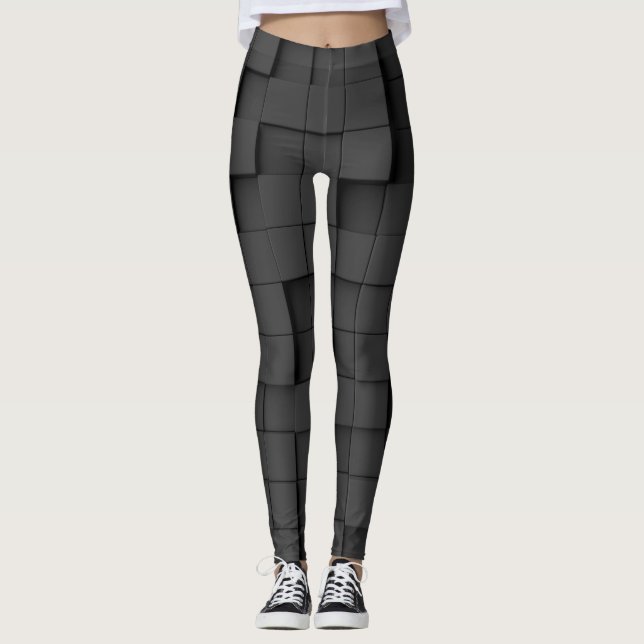 Abstrakt geometrischer dunkler Schatten Leggings (Vorderseite)