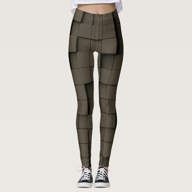Abstrakt geometrischer dunkler Schatten Leggings (Vorderseite)