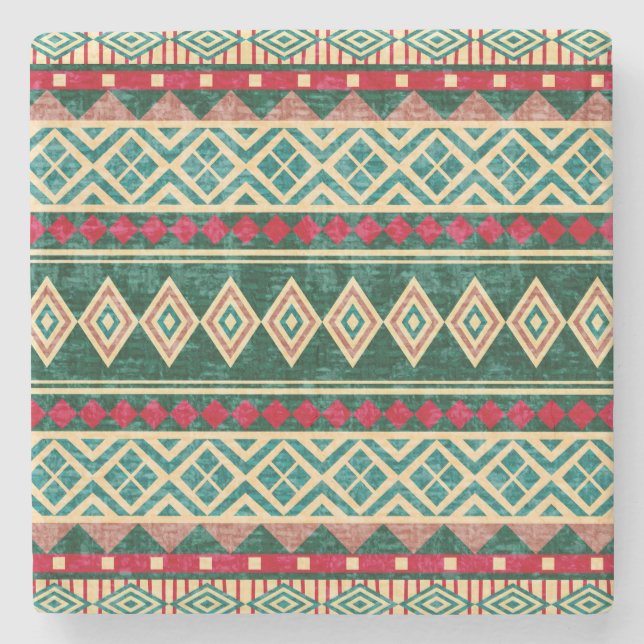 Abstrakt Geometrisches afrikanisches Stilmuster Steinuntersetzer (Vorderseite)