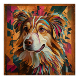 Abstrakt Geometrisches Dog-Portrait - Digitale Kun Poster