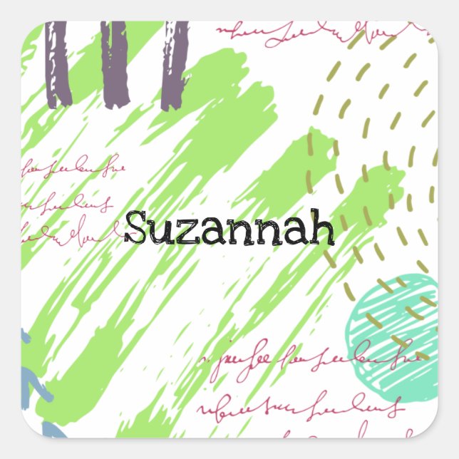 Abstrakt geometrisches Doodle Quadratischer Aufkleber (Vorderseite)