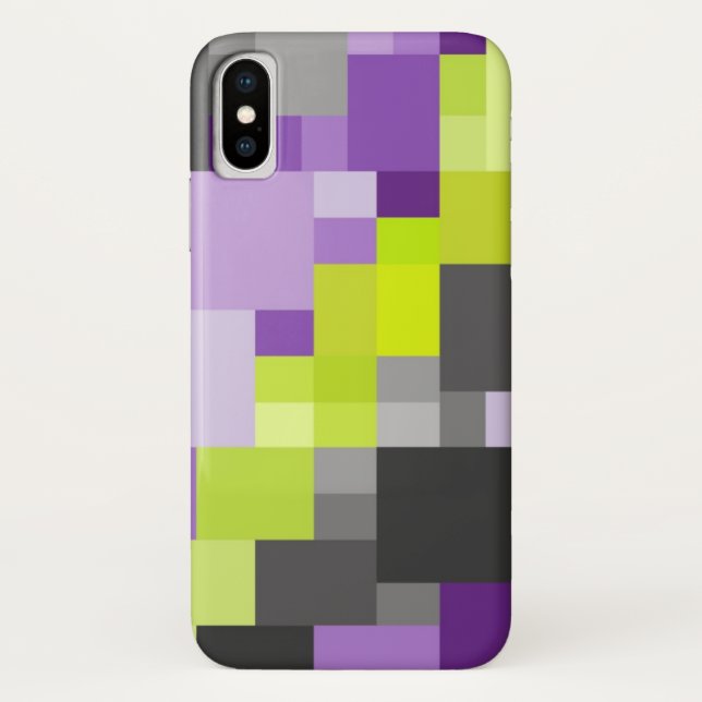 Abstrakt Geometrisches Lila-grünes Muster Case-Mate iPhone Hülle (Rückseite)