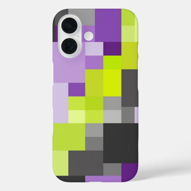 Abstrakt Geometrisches Lila-grünes Muster Case-Mate iPhone Hülle (Rückseite)