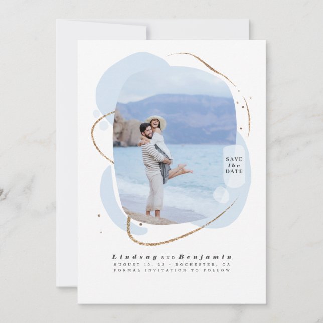 Abstrakt Geometrisches modernes Save the Date Foto (Vorderseite)