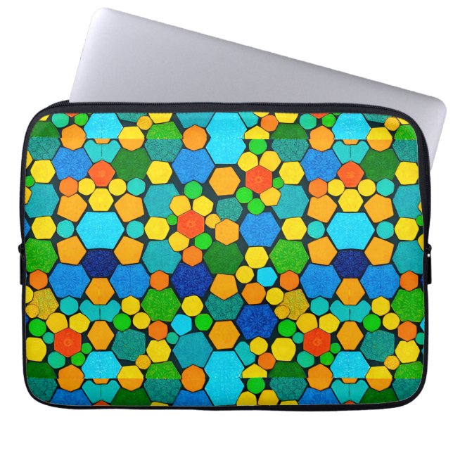 Abstrakt geometrisches Mosaikmuster Laptopschutzhülle (Vorderseite)