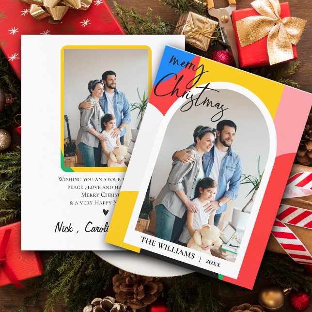 Abstrakt Geometrisches Muster Foto Frohe Weihnacht Postkarte (Abstract Geometric Pattern Photo Merry Christmas Postcard)