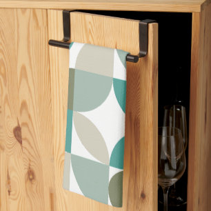 Abstrakt geometrisches Muster grün Aquamarin Geschirrtuch